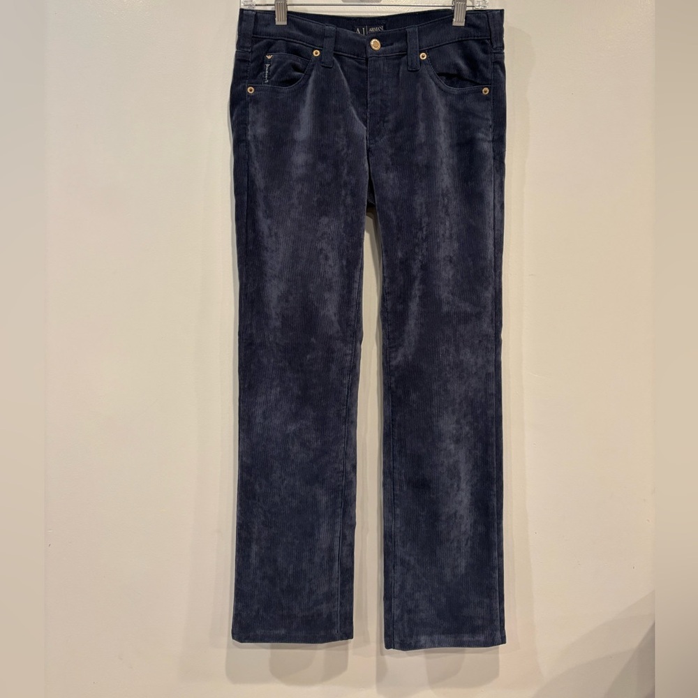 ARMANI JEANS Straight Leg Corduroy Pants in Blue